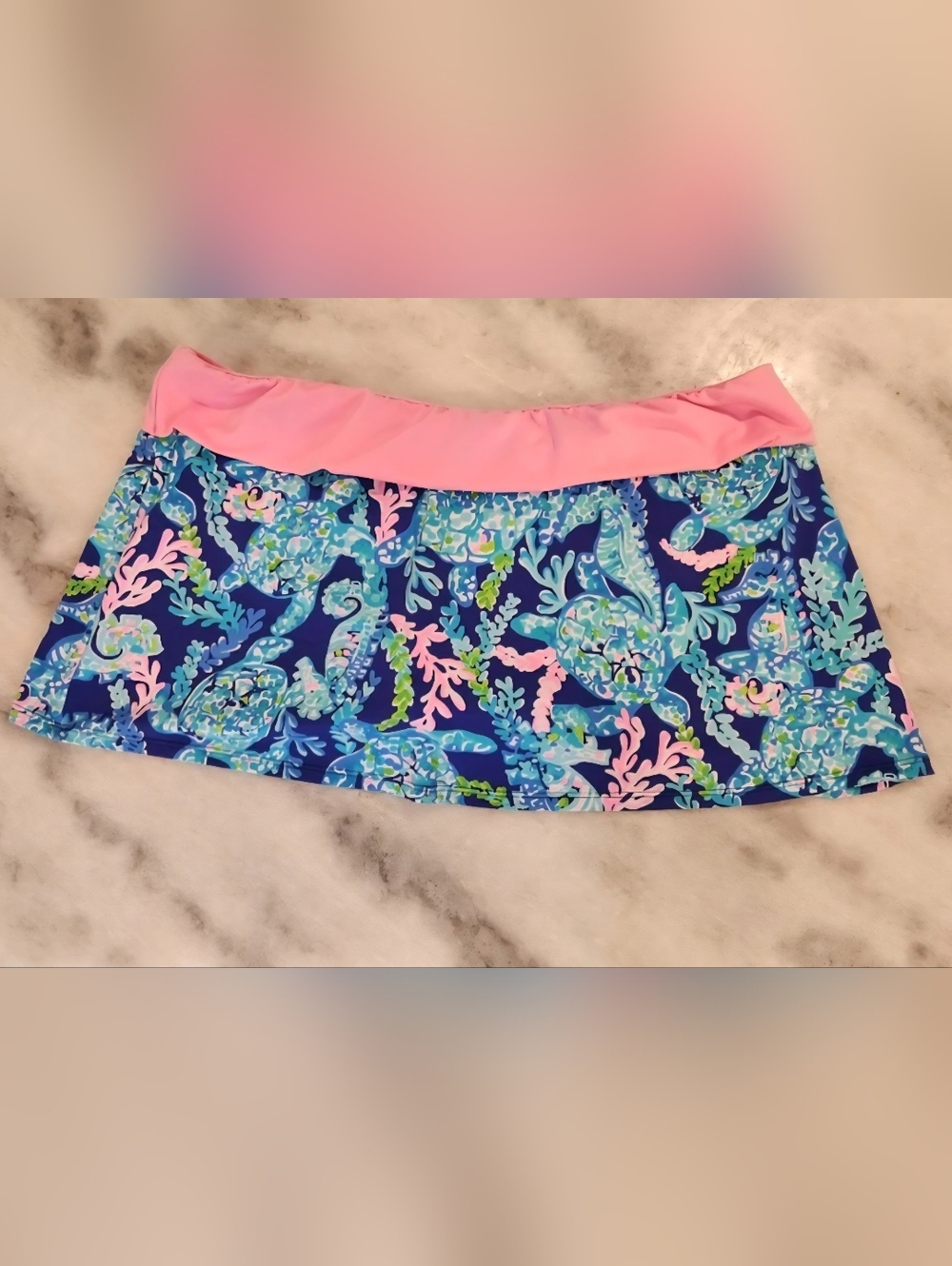 Lilly Pulitzer Corsica Blue Turtle Swim Skirt - Women's Size 14